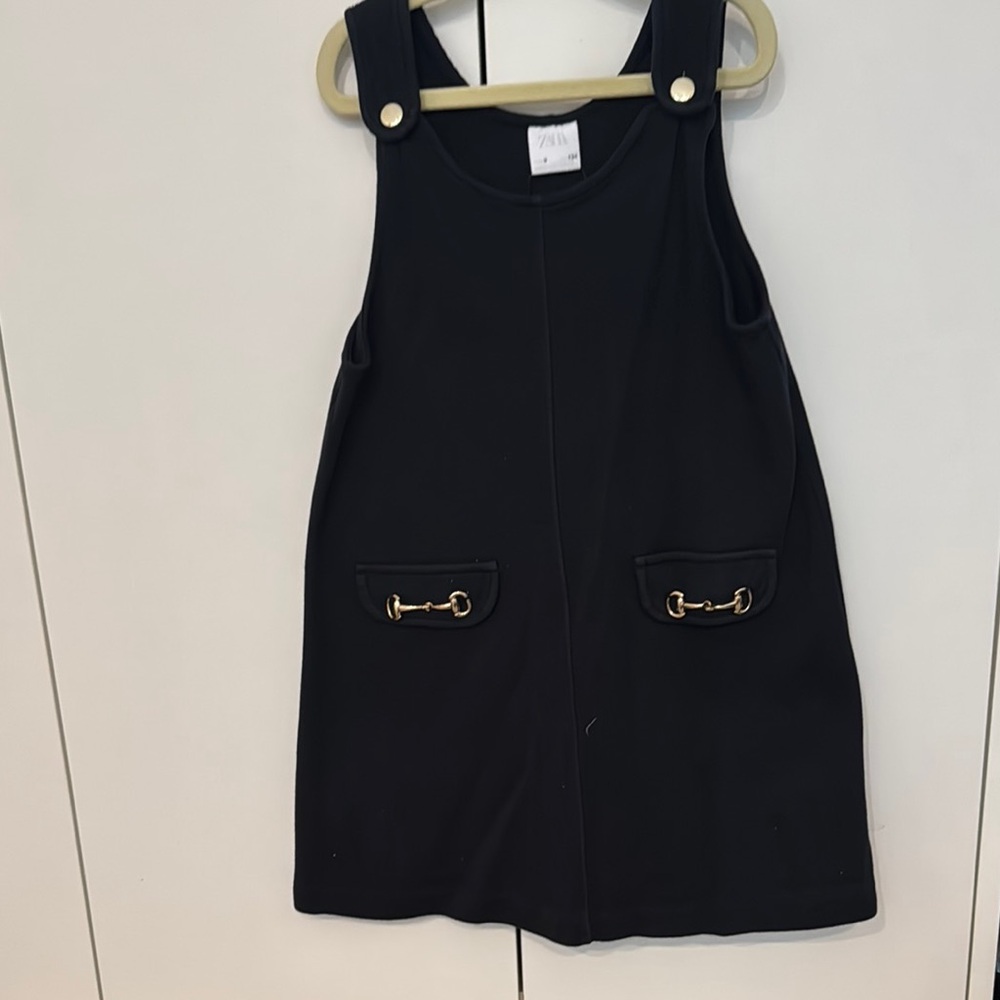 Navy Sleeveless Dress with Gold Accents
